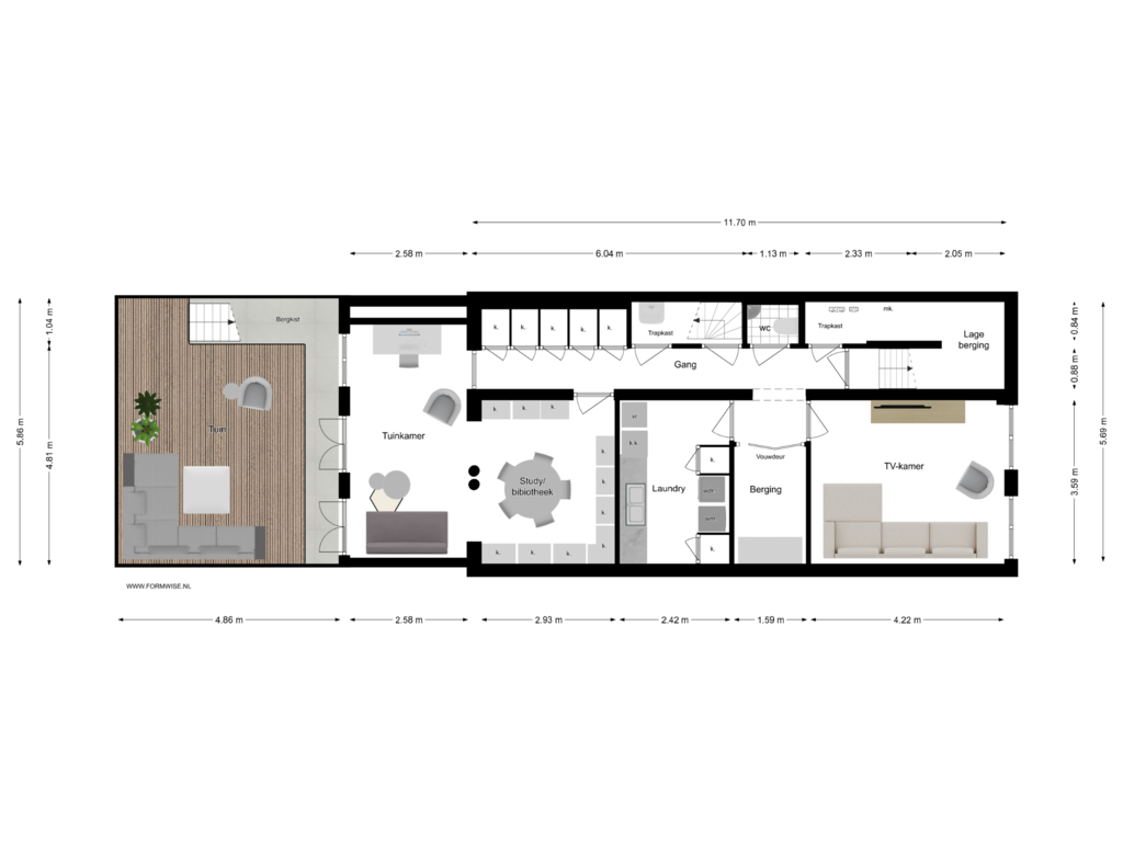 Bekijk plattegrond van SOUTERRAIN van Van Eeghenlaan 28