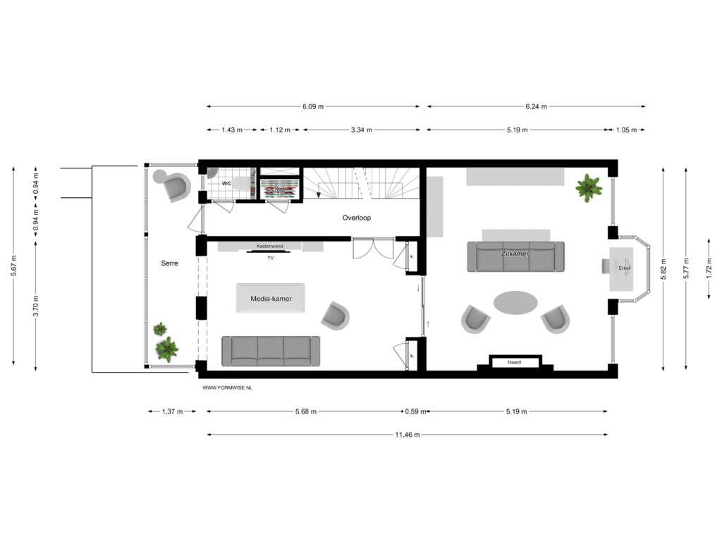 Bekijk plattegrond van 1e VERDIEPING van Van Eeghenlaan 28