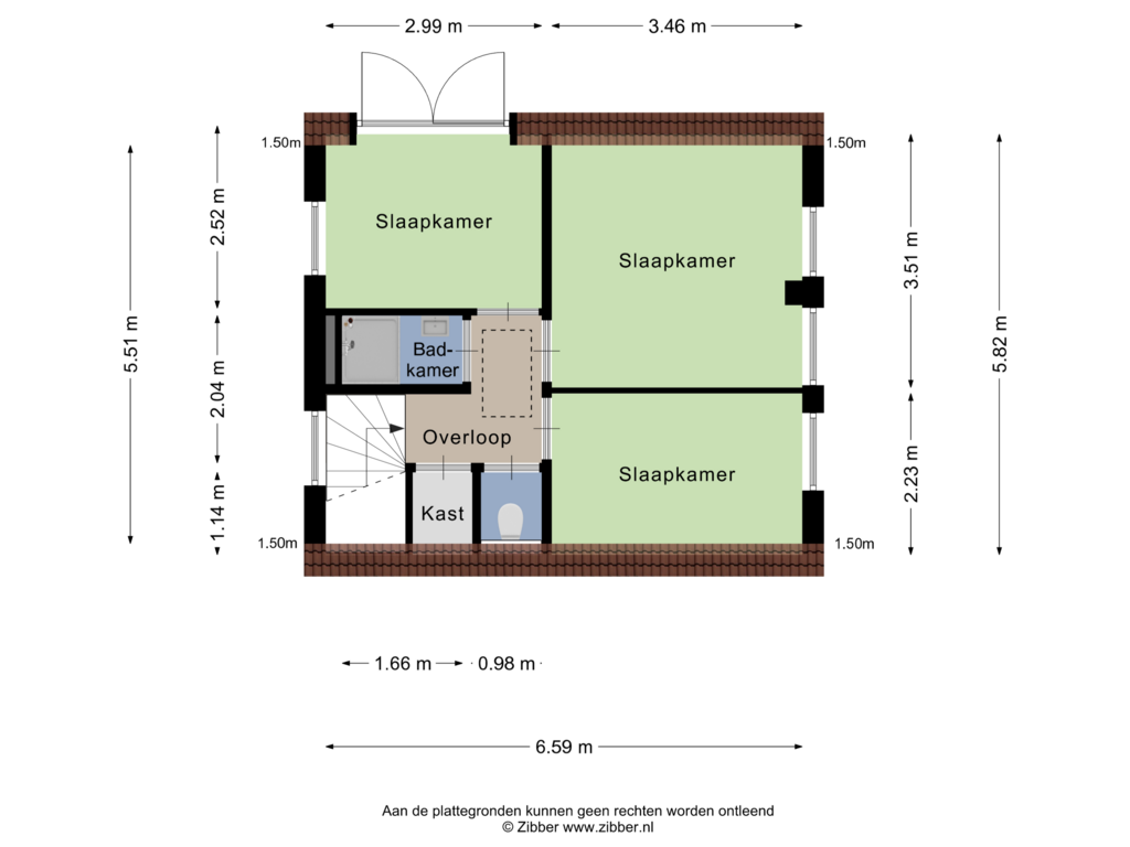 View floorplan of Eerste verdieping of Rucphensestraat 26