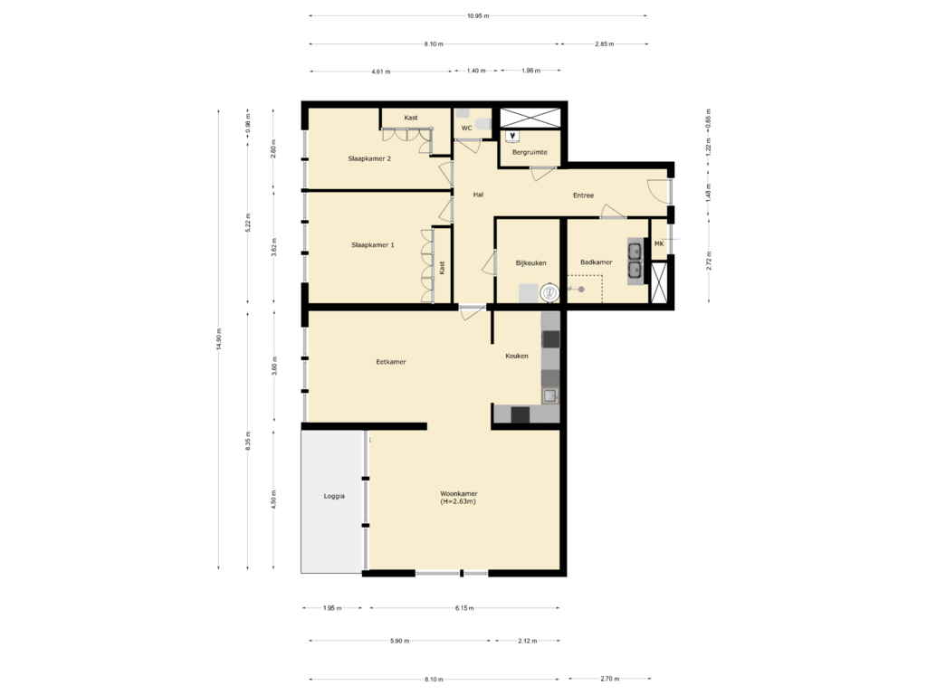 View floorplan of vijfde verdieping of Hargplein 167