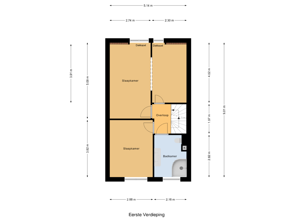 View floorplan of Eerste Verdieping of Nieuwe Kweek 28