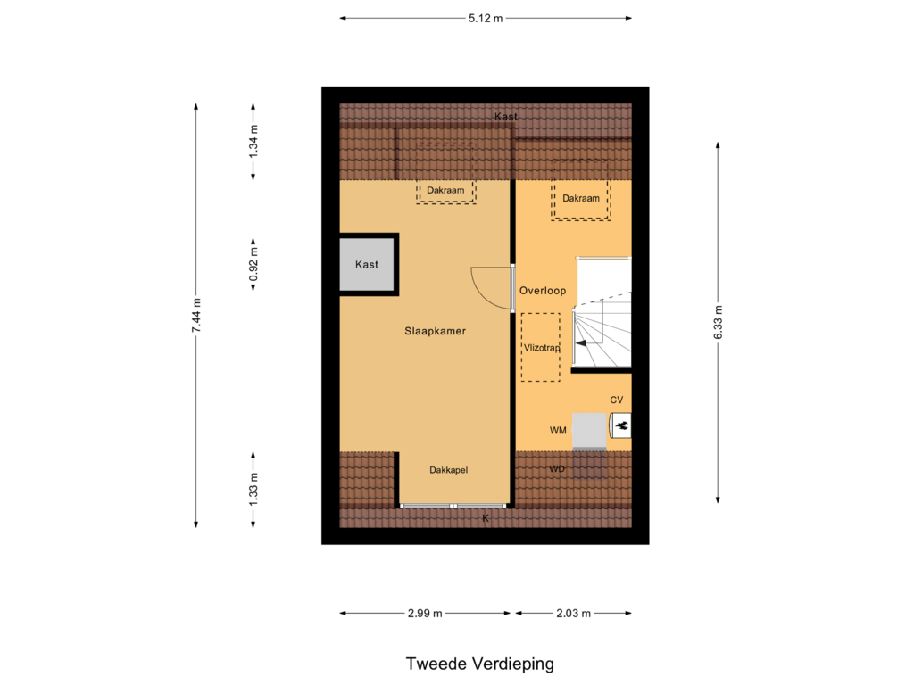 View floorplan of Tweede Verdieping of Nieuwe Kweek 28