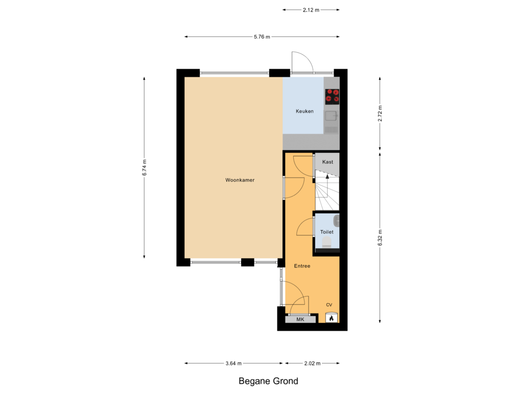 Bekijk plattegrond van Begane Grond van Rhijnvis Feithlaan 110