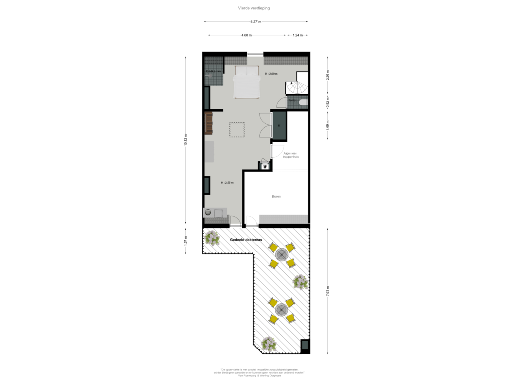 View floorplan of Vierde verdieping of Da Costastraat 10-3