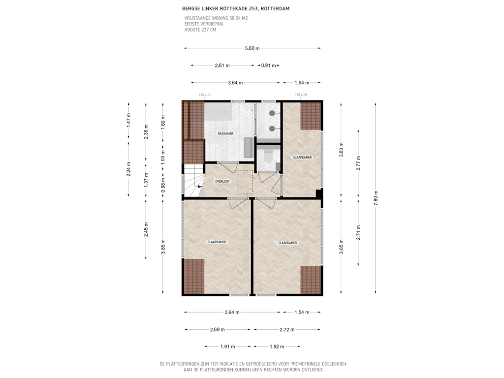 View floorplan of 1e Verdieping of Bergse Linker Rottekade 253