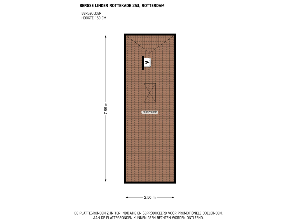 View floorplan of Bergzolder of Bergse Linker Rottekade 253