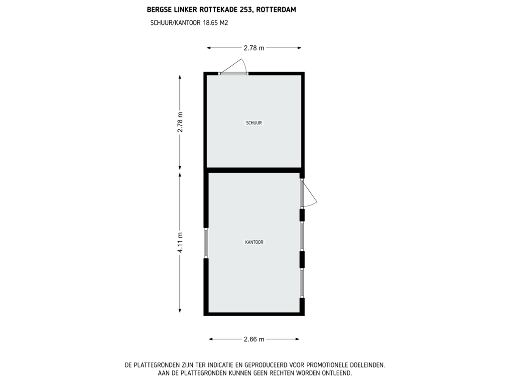 View floorplan of Schuur/Kantoor of Bergse Linker Rottekade 253