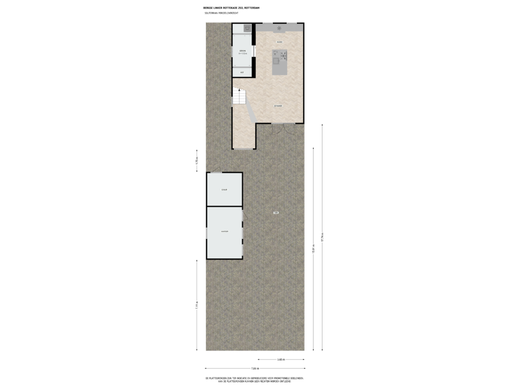 View floorplan of Souterrain perceeloverzicht of Bergse Linker Rottekade 253