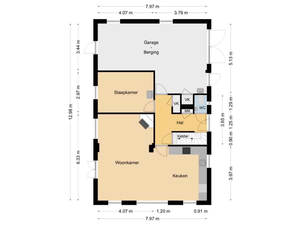 View floorplan of Begane Grond of Oude Zwolsestraat 12