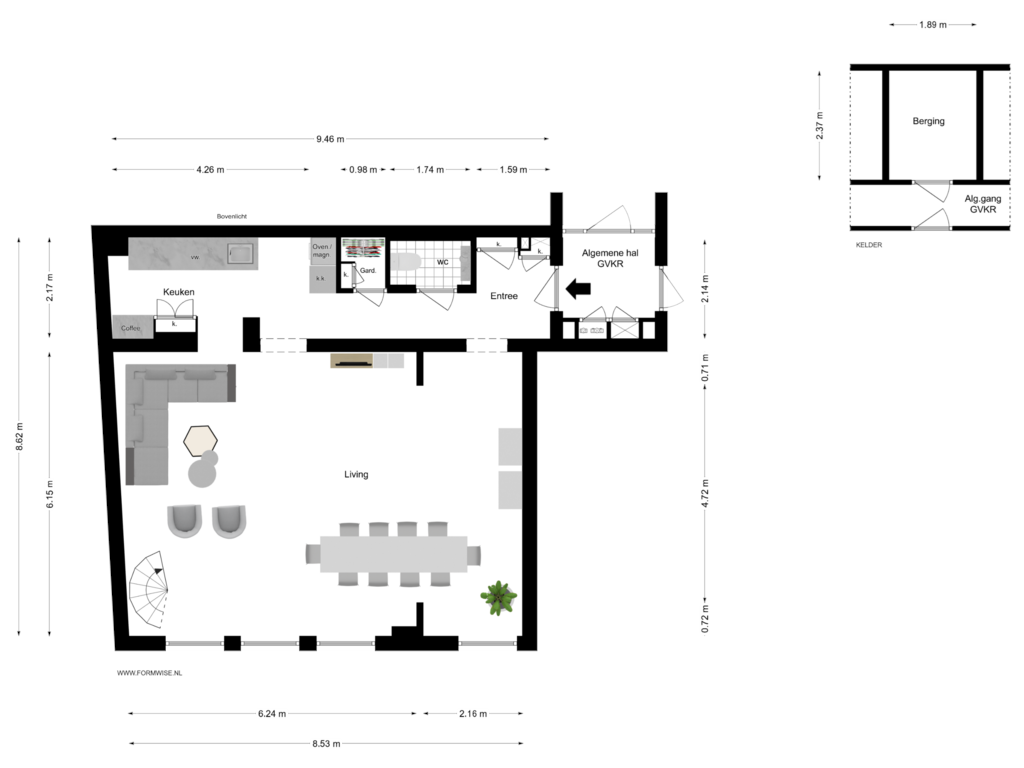 View floorplan of 1e VERDIEPING of Lauriergracht 47-E