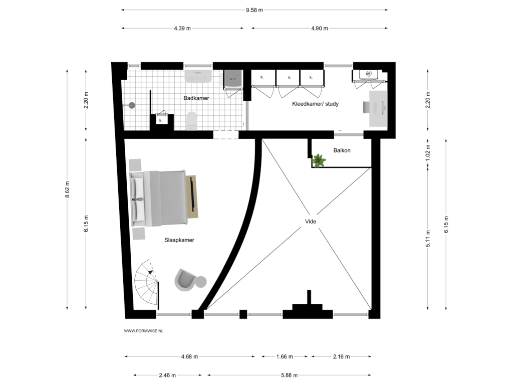 View floorplan of ENTRESOL of Lauriergracht 47-E