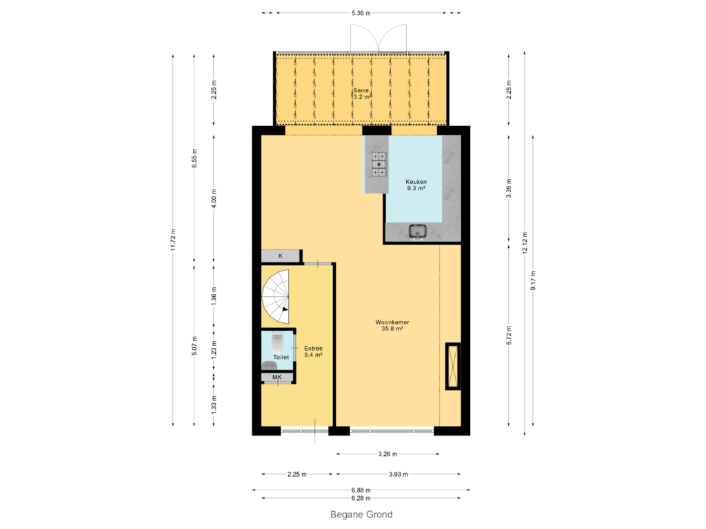 Bekijk plattegrond van Begane Grond van Spoorstraat 32