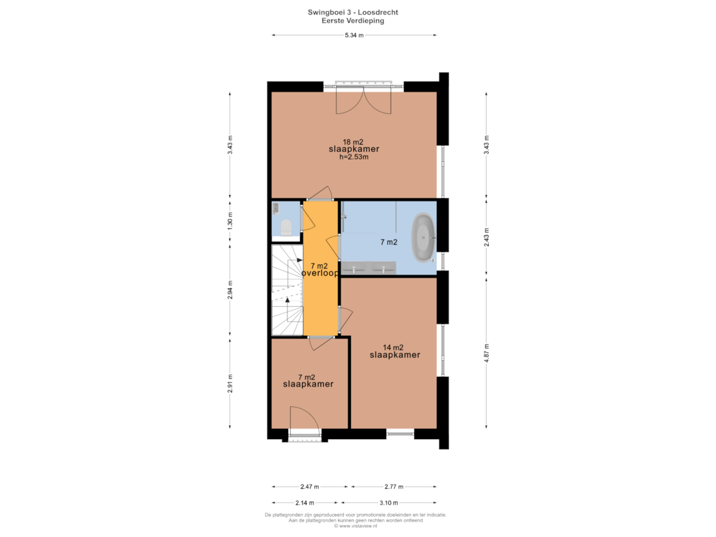 View floorplan of EERSTE VERDIEPING of Swingboei 3