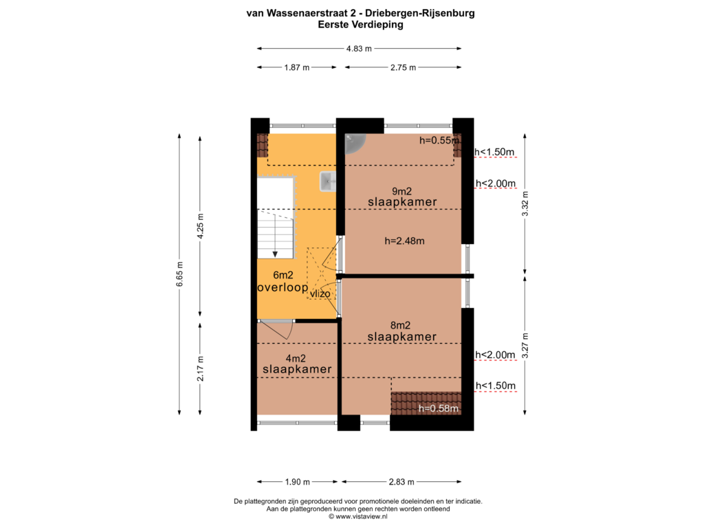 View floorplan of EERSTE VERDIEPING of van Wassenaerstraat 2