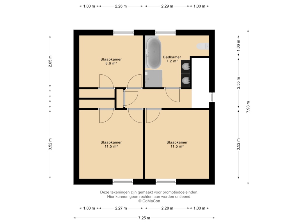 View floorplan of 1e verdieping of Mgr Aertsstraat 42