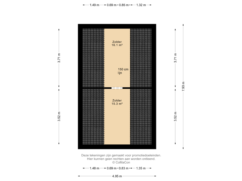 View floorplan of Zolder of Mgr Aertsstraat 42