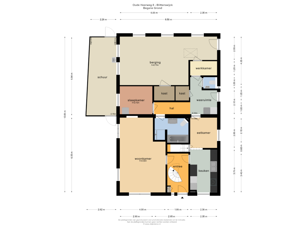 Bekijk plattegrond van BEGANE GROND van Oude Heerweg 8