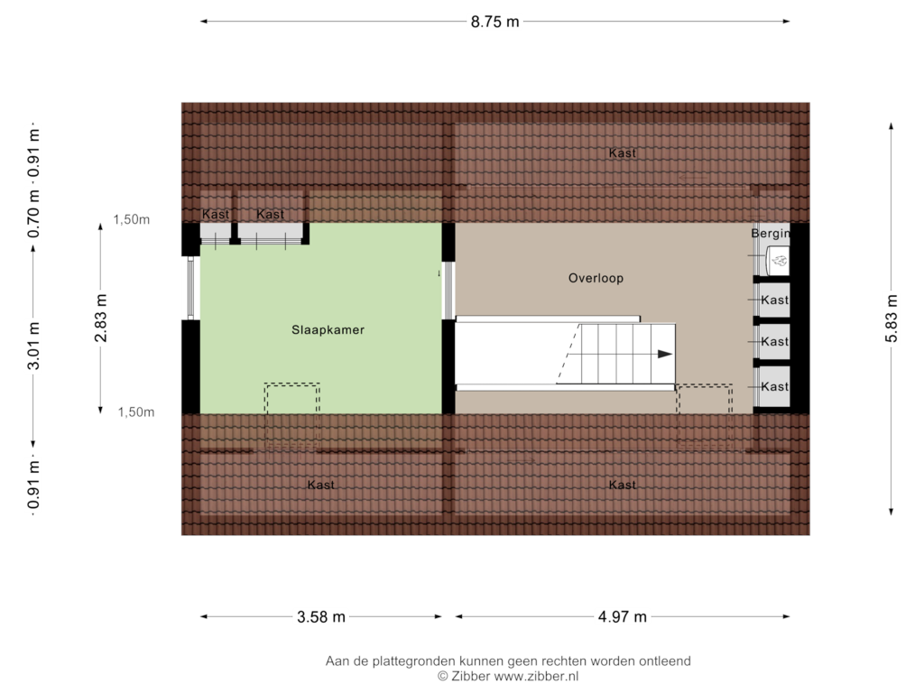 Bekijk plattegrond van Tweede verdieping van Hogesteeg 105