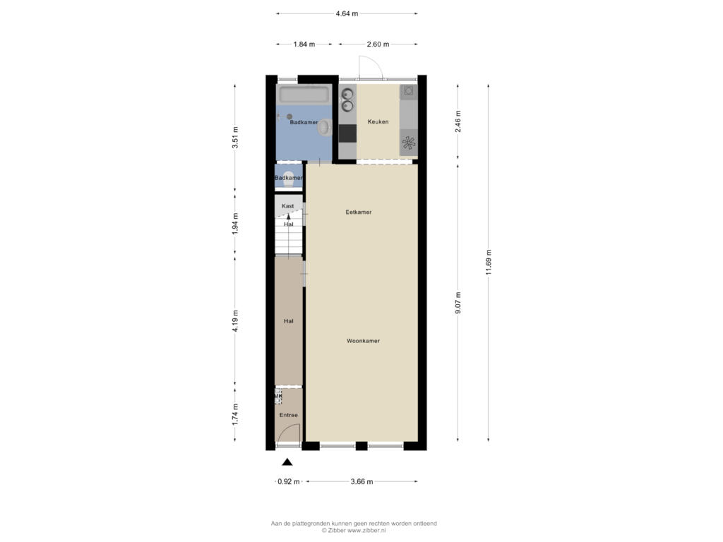 View floorplan of Begane grond of Oudedijkse Schiekade 103