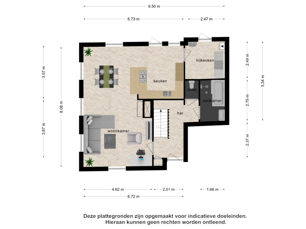 Bekijk plattegrond van Begane grond van Vlessendijk 14