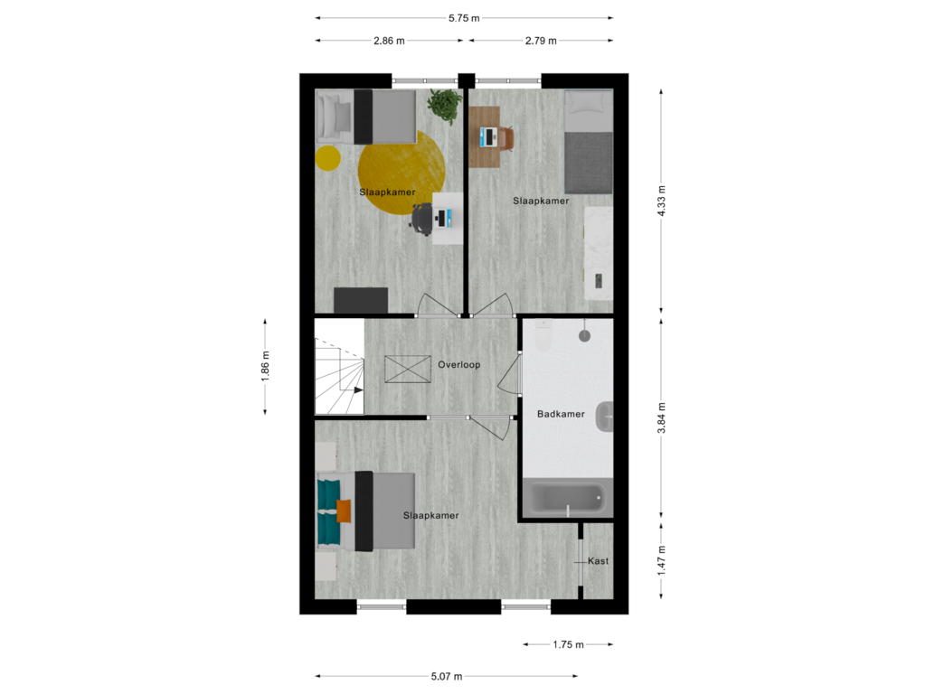 Bekijk plattegrond van Eerste verdieping van Korenstraat 57