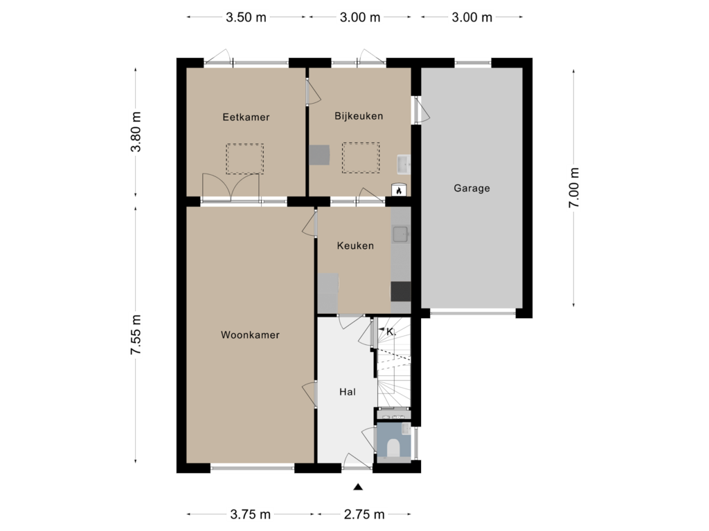 Bekijk plattegrond van Begane grond van Cluysenaerstraat 4