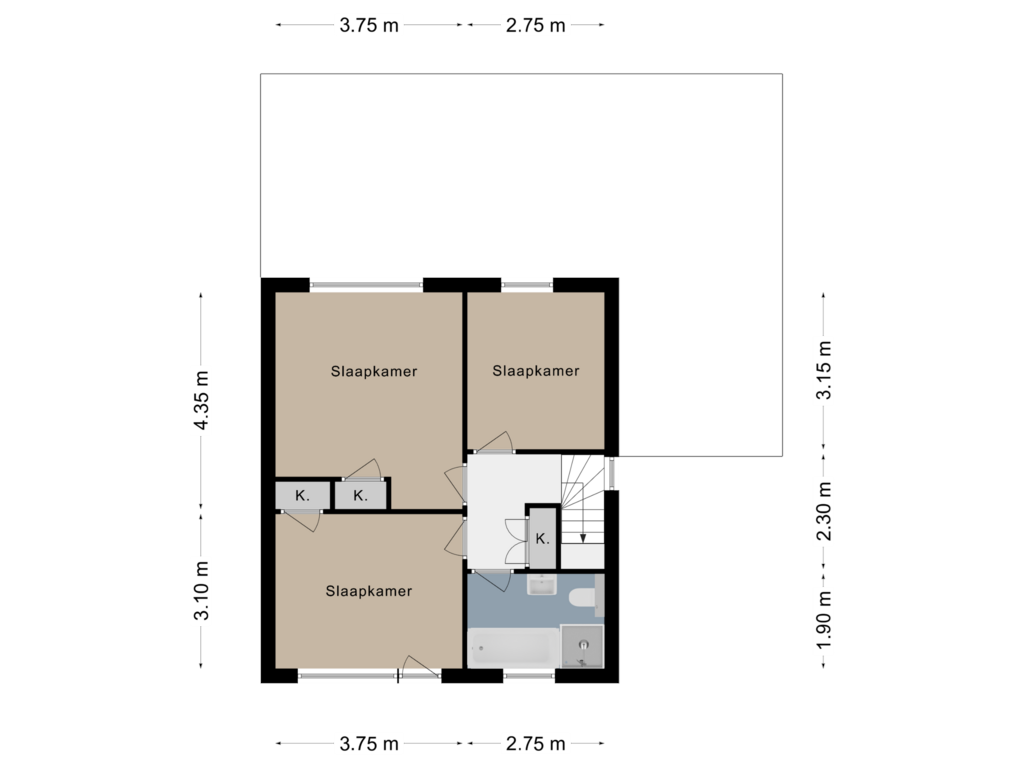 Bekijk plattegrond van Verdieping 1 van Cluysenaerstraat 4