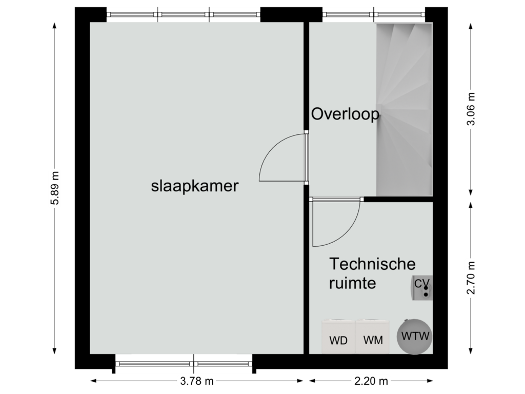 Bekijk plattegrond van Tweede verdieping van Aan de Dijk 180