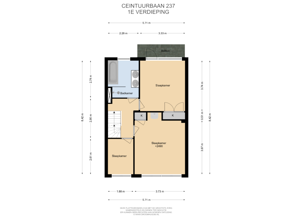 View floorplan of 1E Verdieping of Ceintuurbaan 237