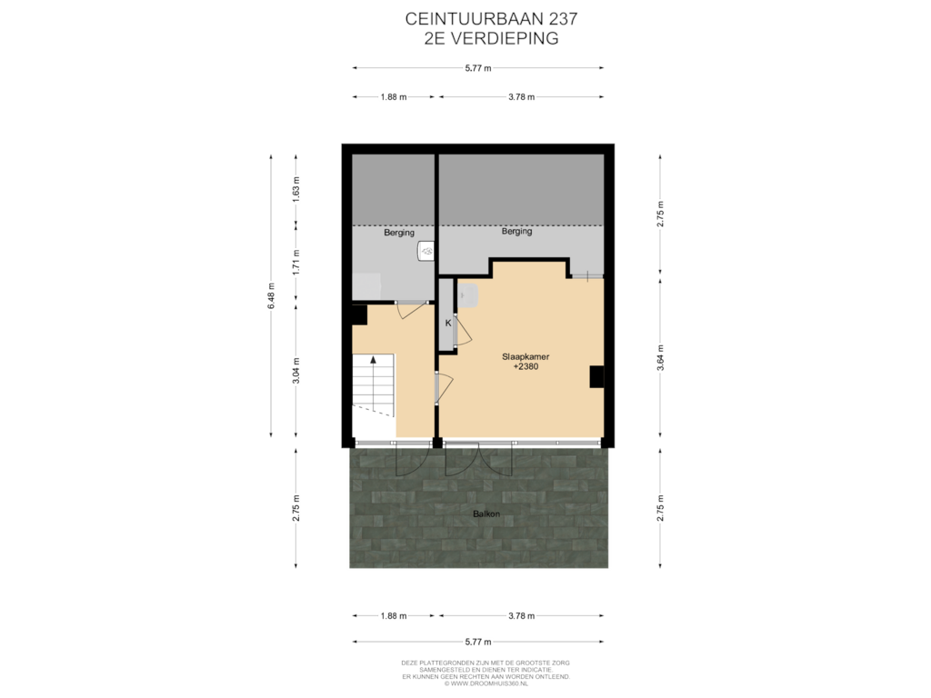 View floorplan of 2E Verdieping of Ceintuurbaan 237