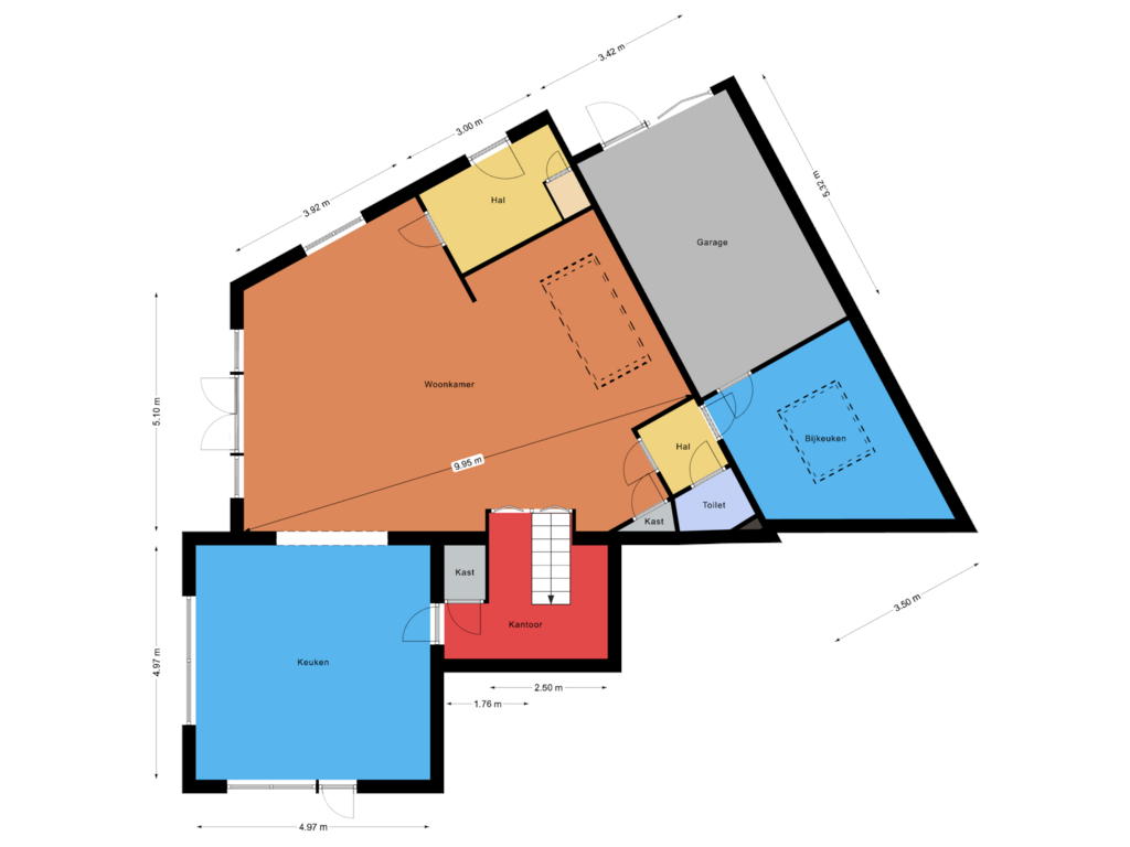 View floorplan of Parterre of Bos en Vaartstraat 35