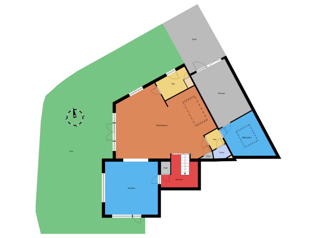 View floorplan of Parterre  met tuin of Bos en Vaartstraat 35