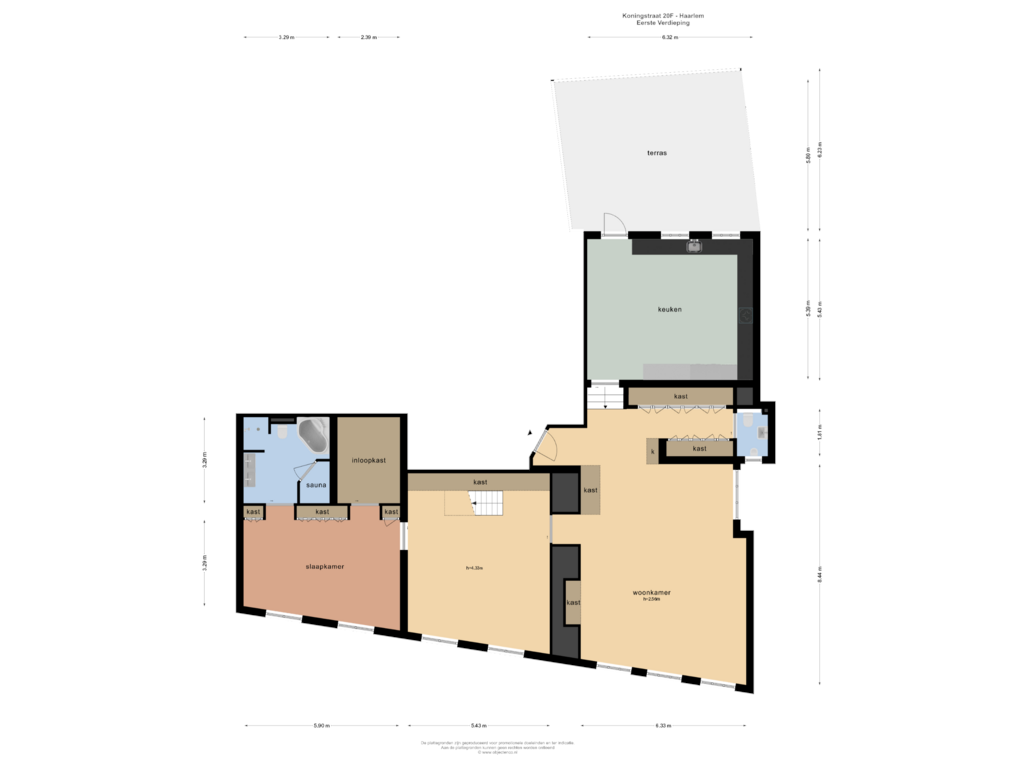 Bekijk plattegrond van EERSTE VERDIEPING van Koningstraat 20-F