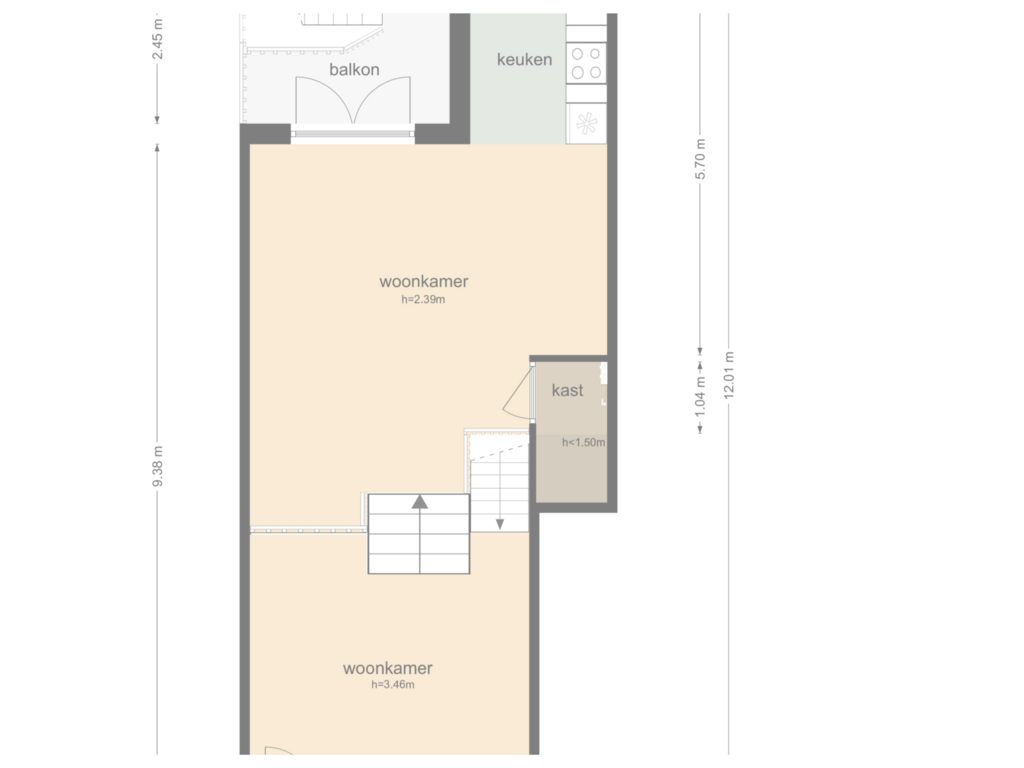 Bekijk plattegrond van Begane grond van Tweede Jan Steenstraat 40-H