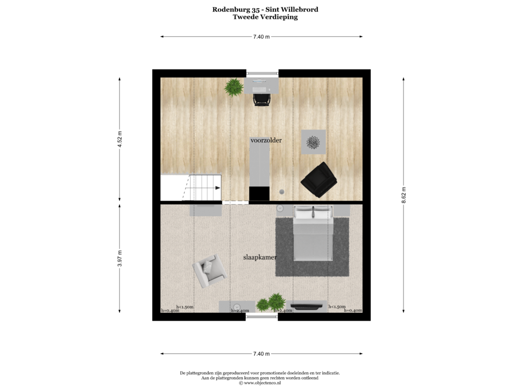 Bekijk plattegrond van TWEEDE VERDIEPING van Rodenburg 35