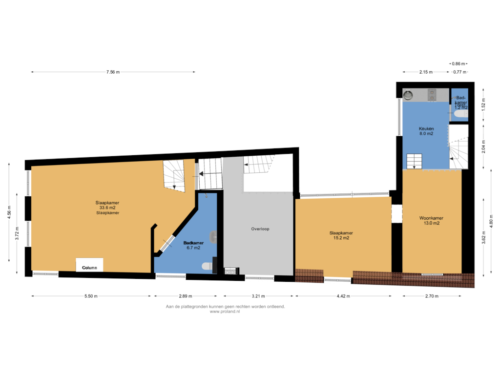 Bekijk plattegrond van Tweede verdieping van Breestraat 74