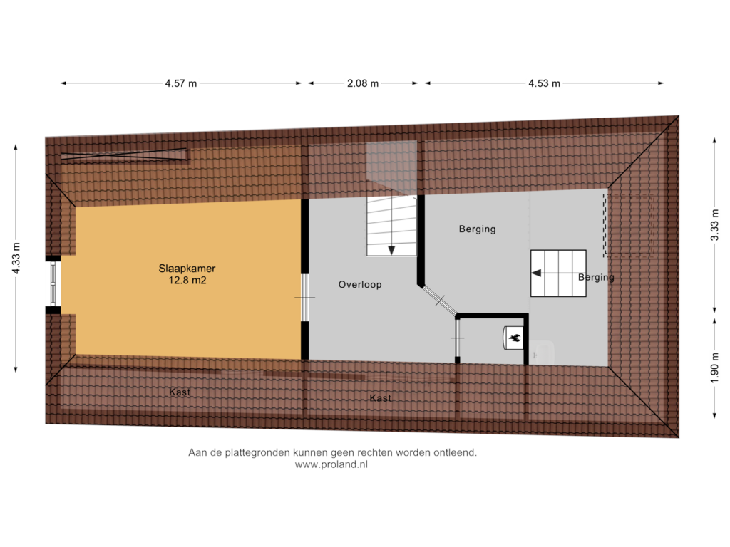 Bekijk plattegrond van Derde verdieping van Breestraat 74