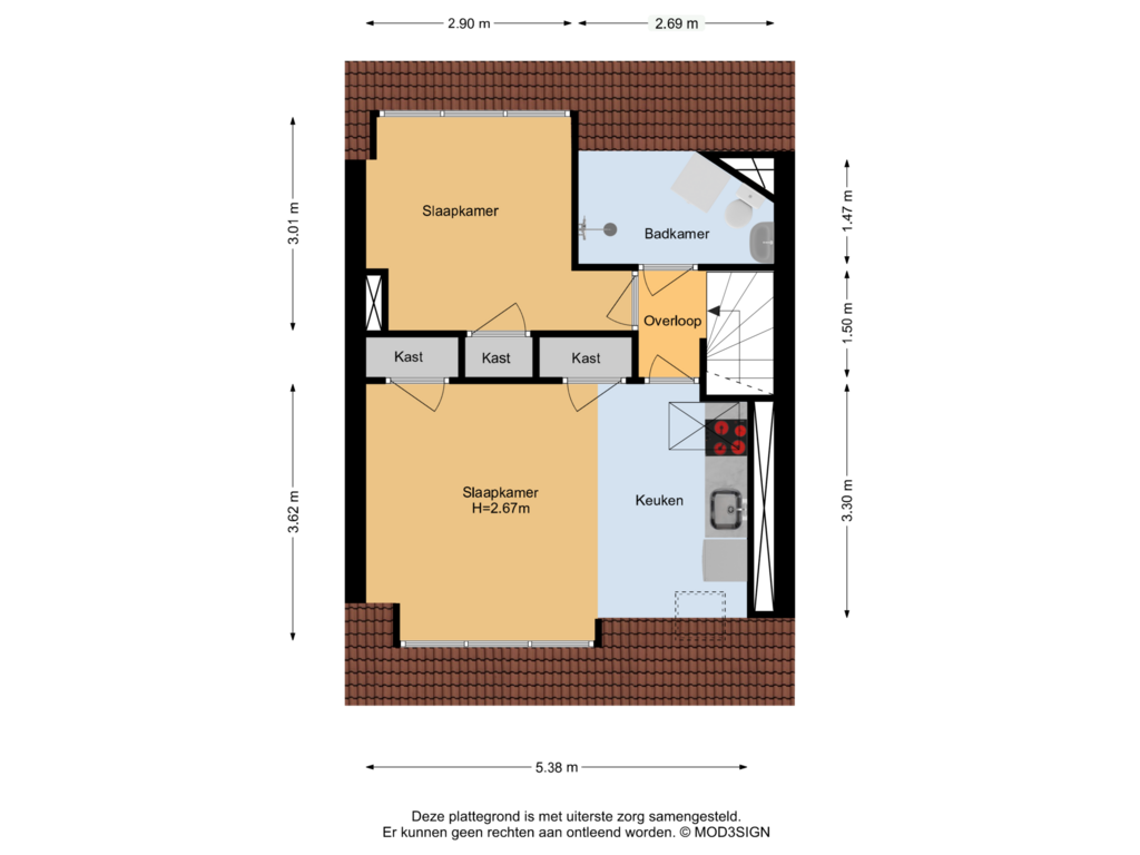 View floorplan of 2e Verdieping of Rijksstraatweg 36-A