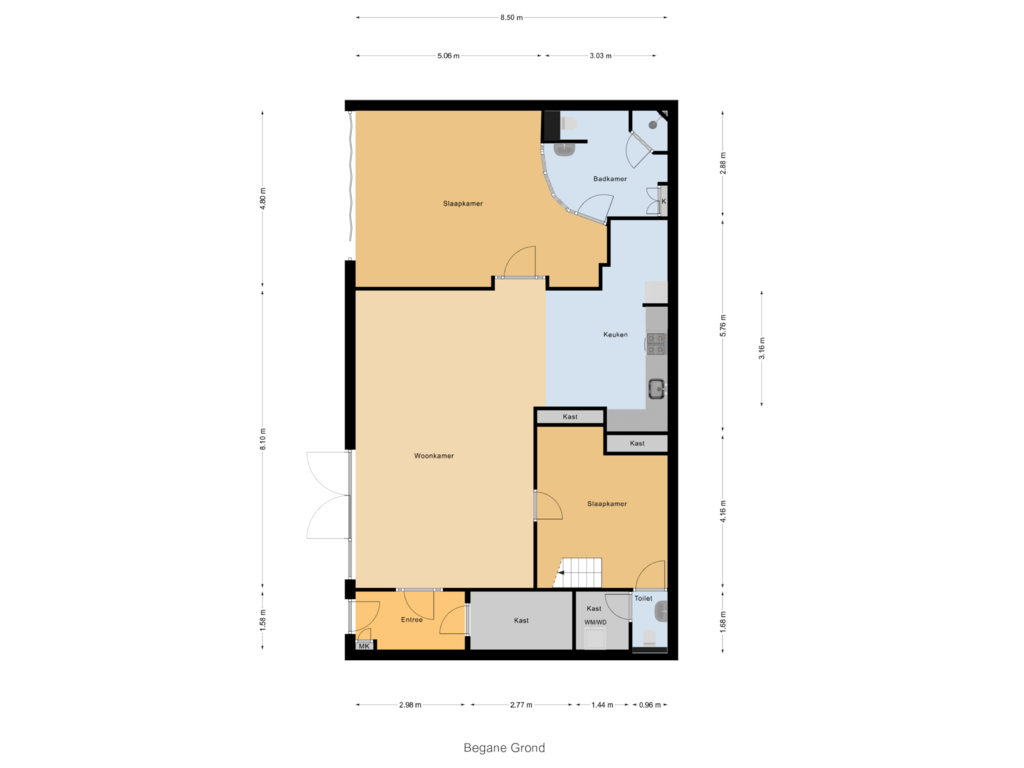 Bekijk plattegrond van Begane Grond van Jaagpad 13