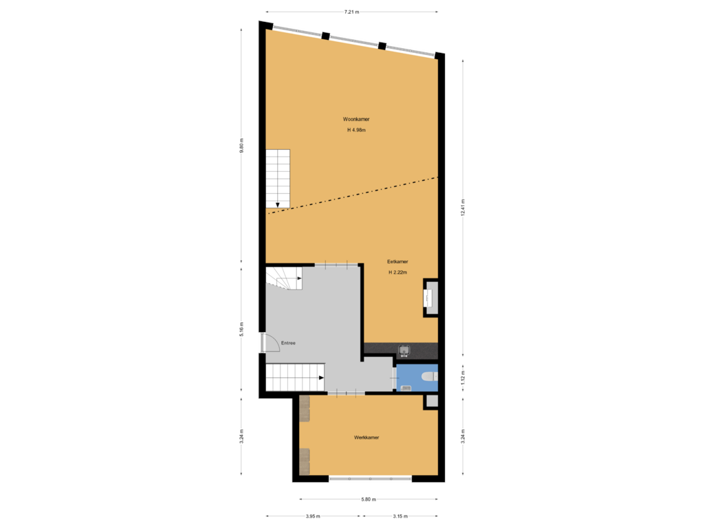 View floorplan of Begane grond of Singel 172-A