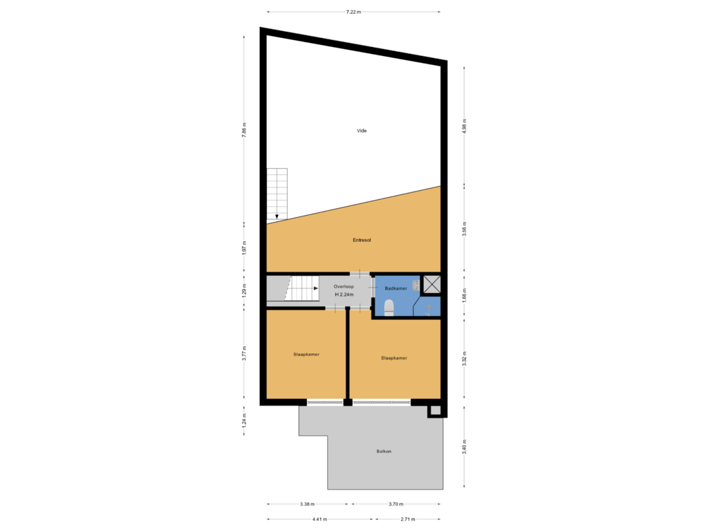 View floorplan of 1e verdieping of Singel 172-A