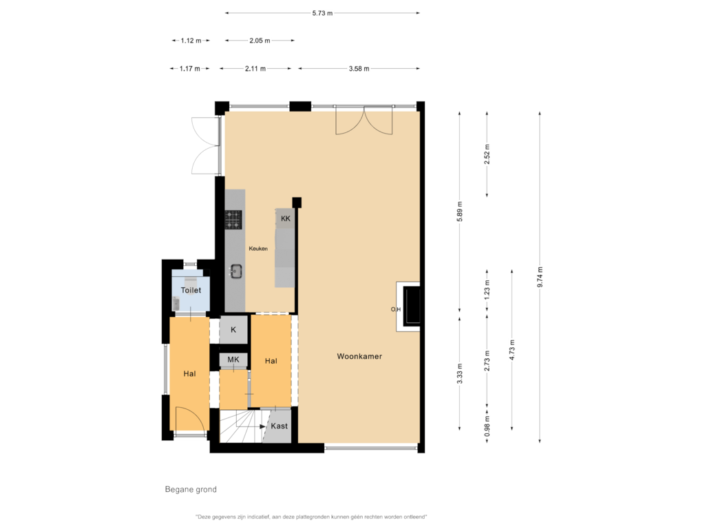 View floorplan of Begane grond of J.E. de Witstraat 33