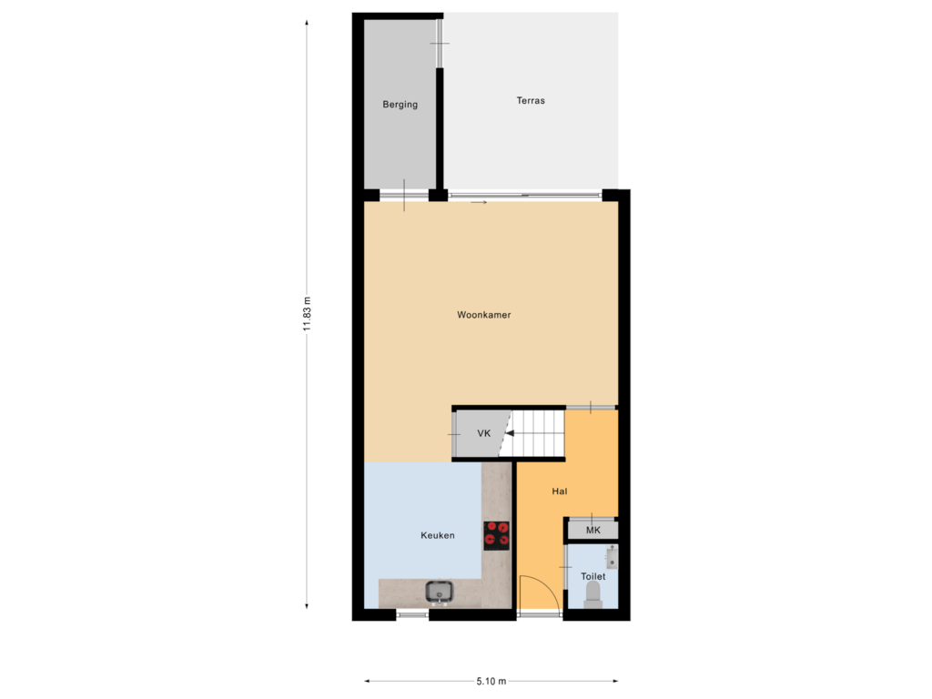 Bekijk plattegrond van Begane grond van Vorkduin 11