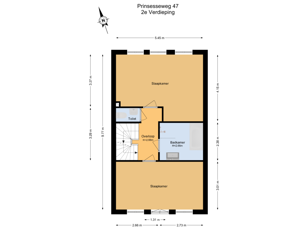 View floorplan of 2e Verdieping of Prinsesseweg 47