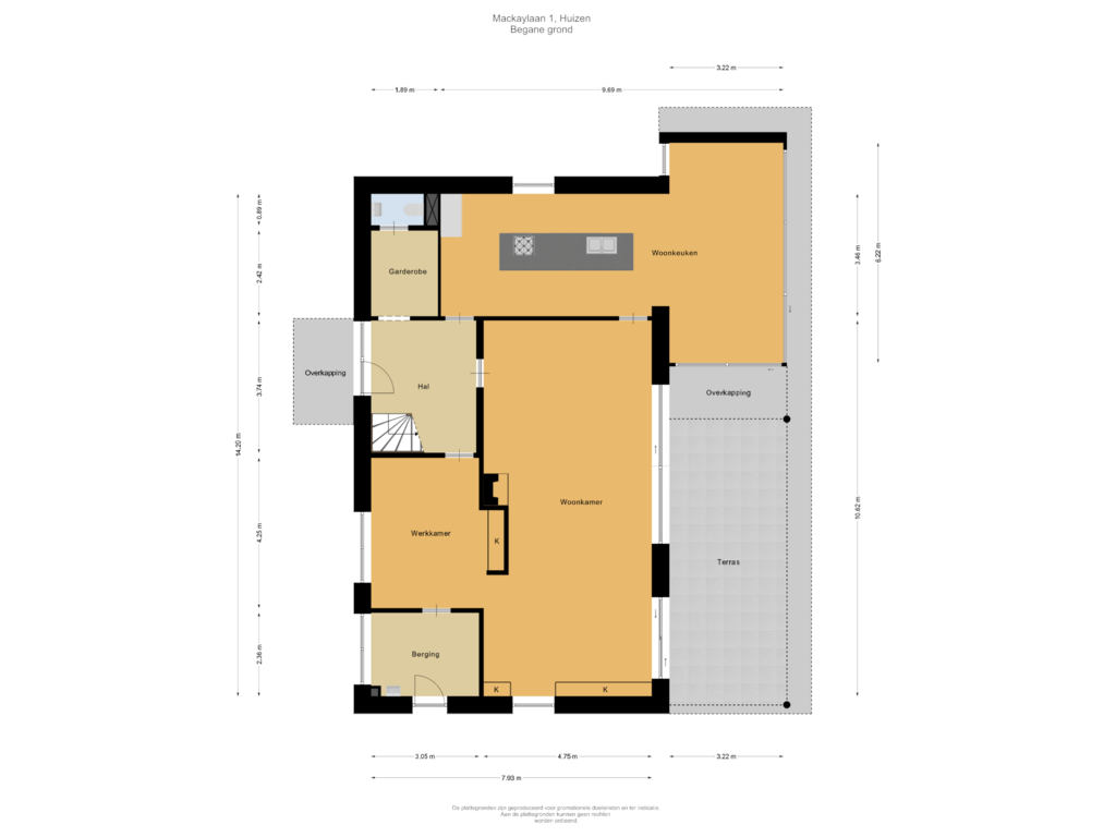 Bekijk plattegrond van Begane grond van Mackaylaan 1