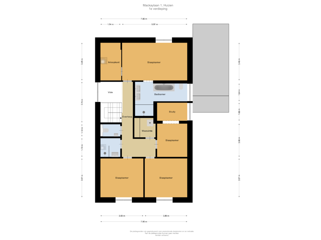 Bekijk plattegrond van 1e verdieping van Mackaylaan 1