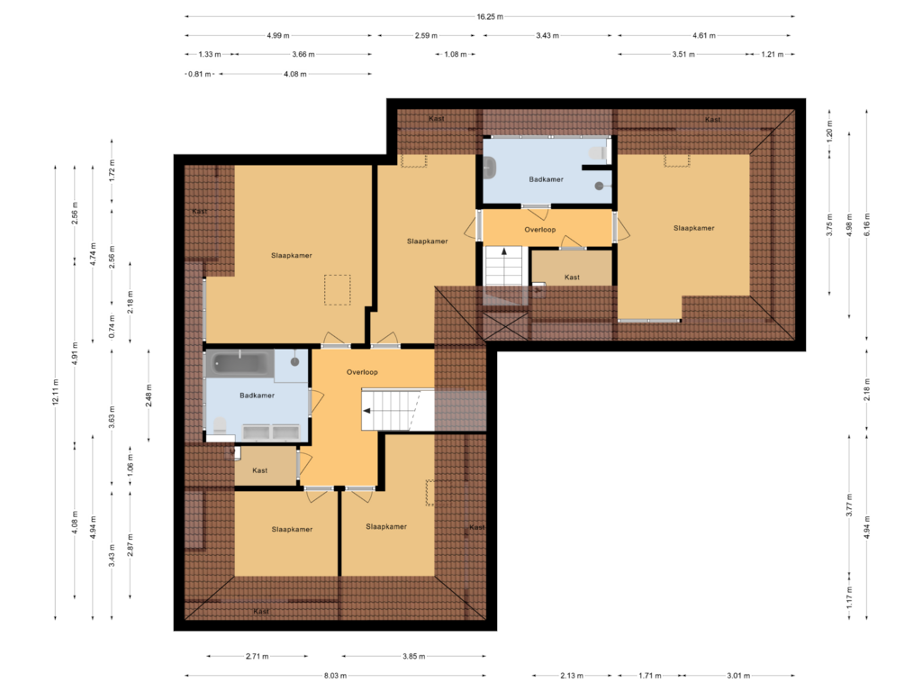 View floorplan of Eerste verdieping of Polenweg 16