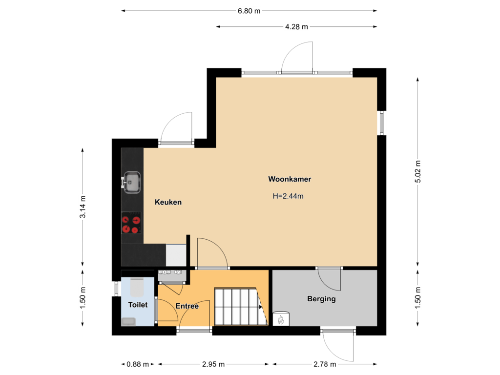 View floorplan of First floor of Vinkenkade 77-R188