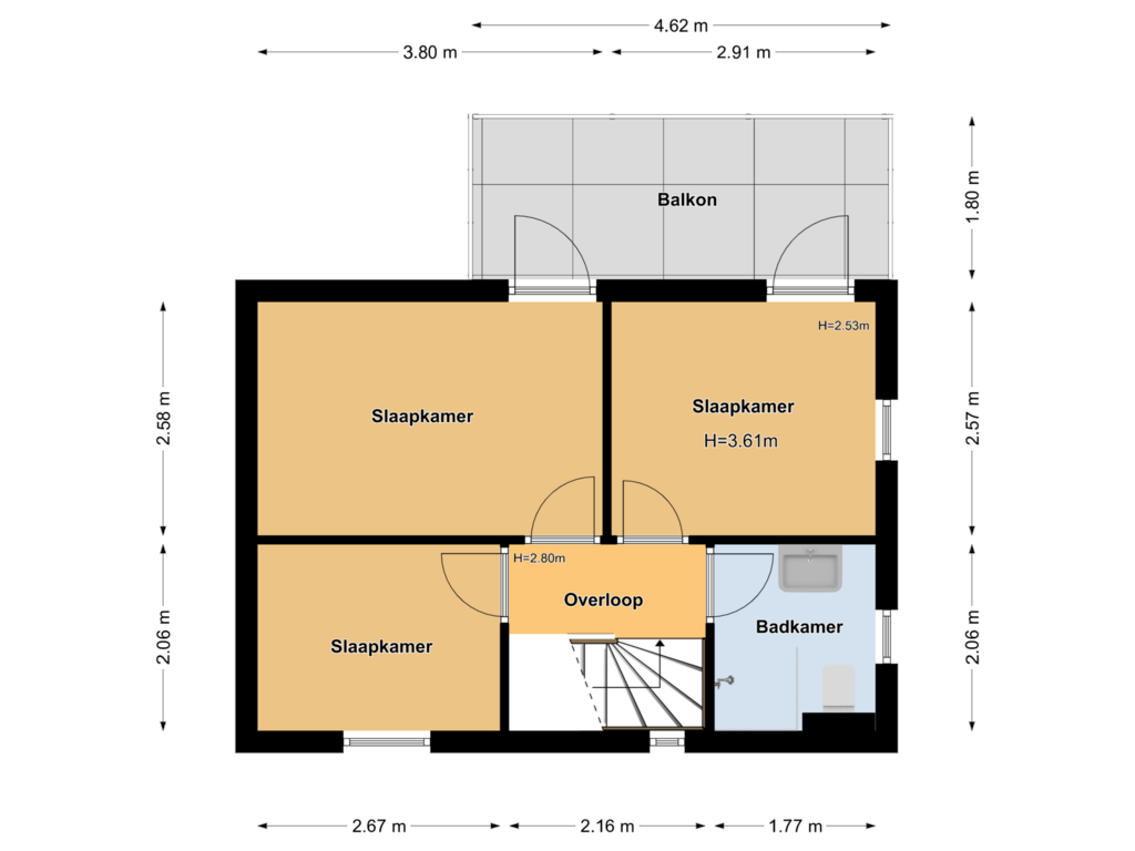 View floorplan of Floor 1 of Vinkenkade 77-R188