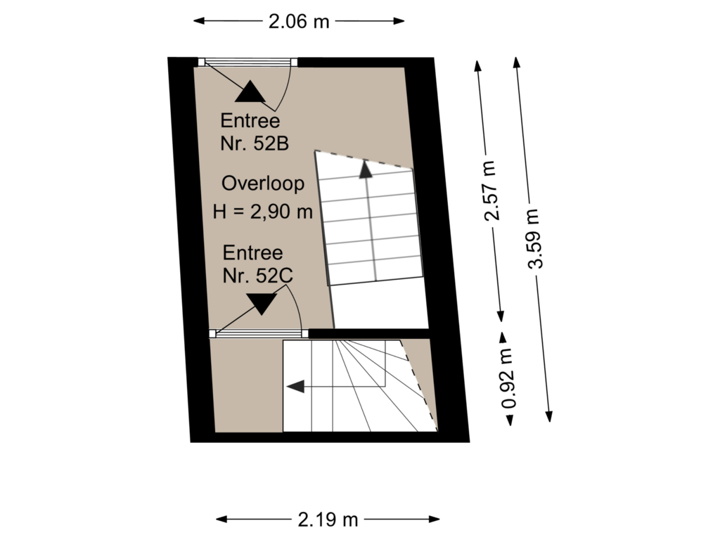 View floorplan of 1e Verdieping of Calvariestraat 52-C